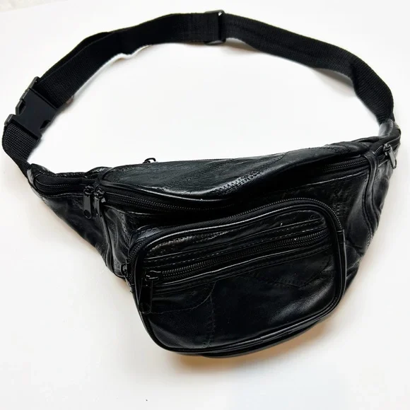 Genuine Leather Vintage Black Fanny Pack - Picture 2 of 6